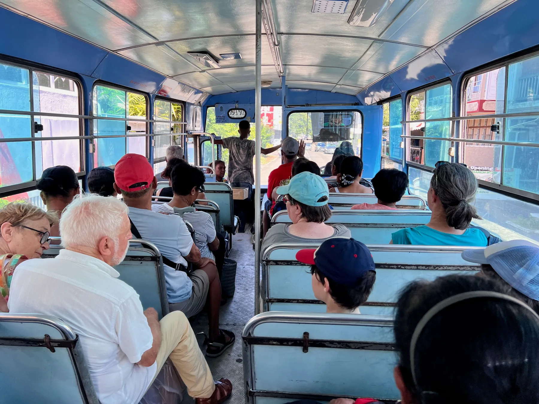 Representative group travel inside a bus