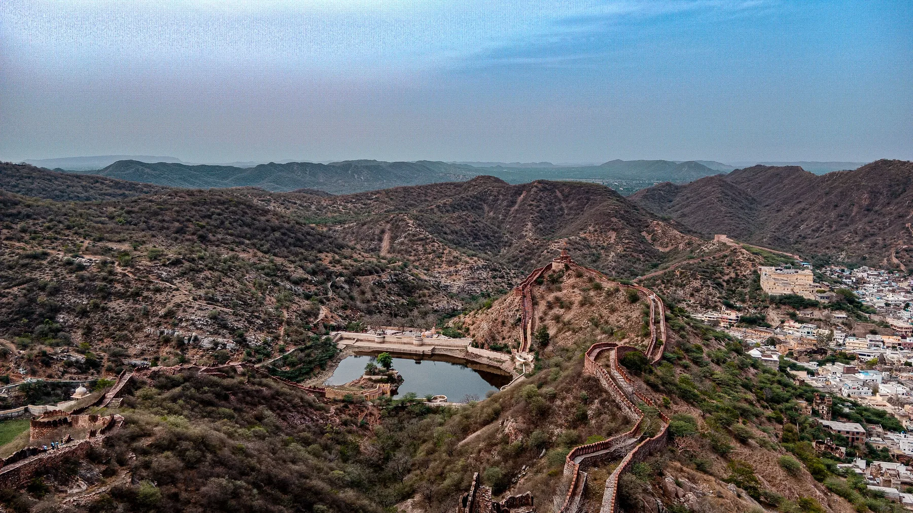 Panoramic Jaipur hills and heritage landscape